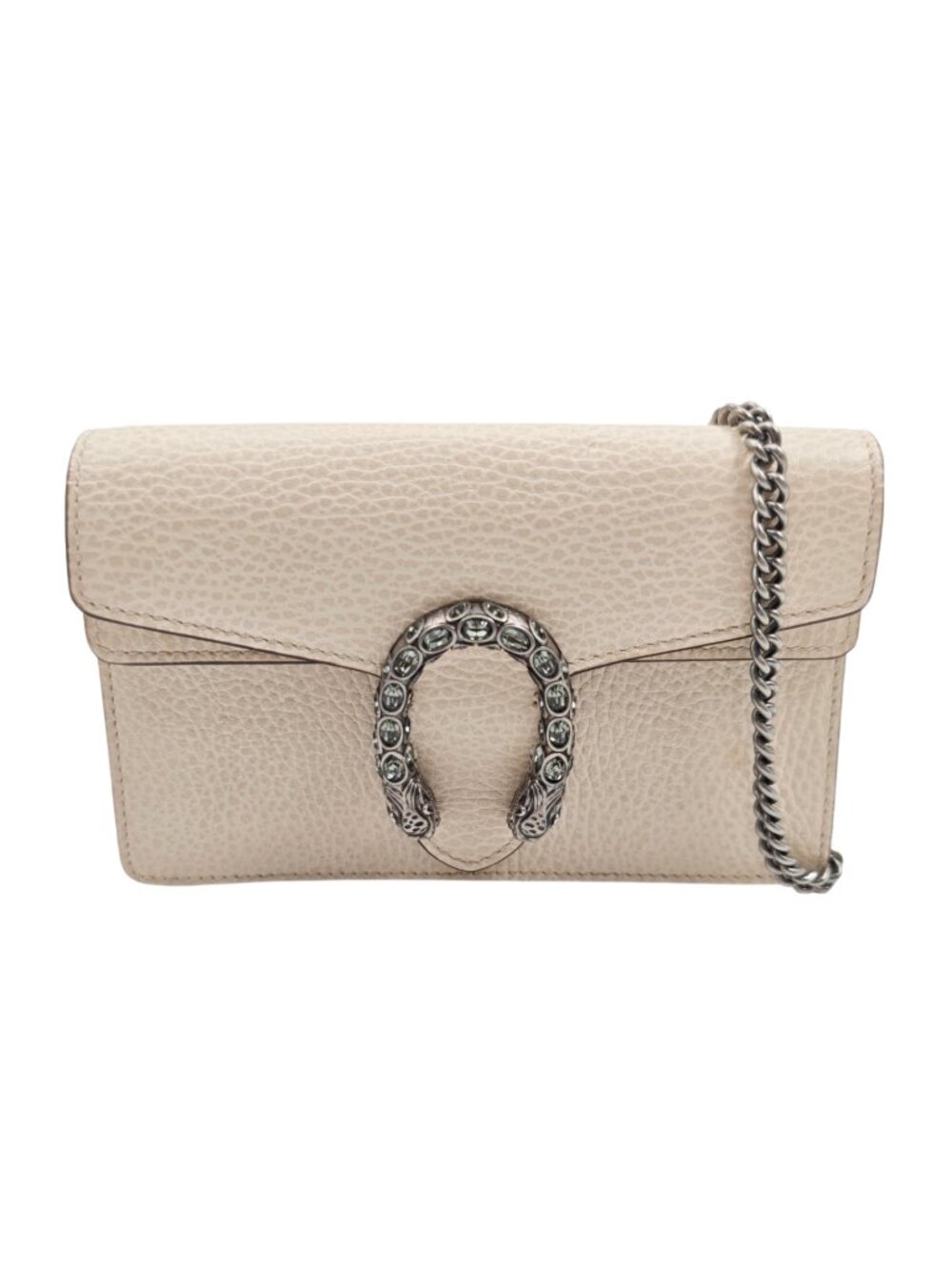 GUCCI Dionysus Super Mini Ivory Leather Crossbody Bag Silver HW
